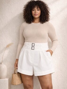 INTERMIX Leslie High Waist Cotton Shorts 14 NWT